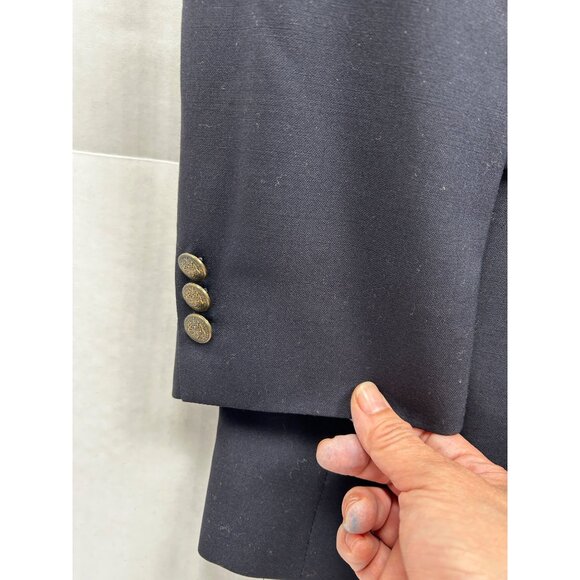 Vtg Oscar de la Renta Blazer Jacket Mens 46R Navy Wool 2-Button Gold Crest - Picture 8 of 10